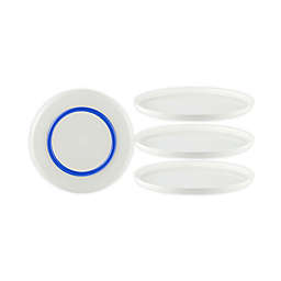 Palm Non-Slip Salad Plates in White/Blue (Set of 4)