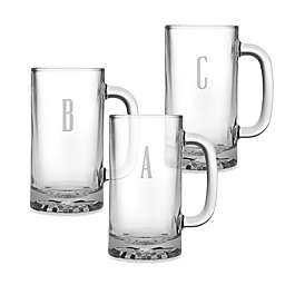 Susquehanna Glass Monogrammed Block Letter Beer Mugs (Set of 4)