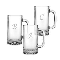 Susquehanna Glass Monogrammed Script Letter Beer Mugs (Set of 4)