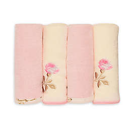 Little Me® 4-Pack Vintage Rose Woven Washcloths in Pink