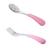 Avanchy 2-Piece Stainless Steel Baby Spoon Fork Combo Set in Pink