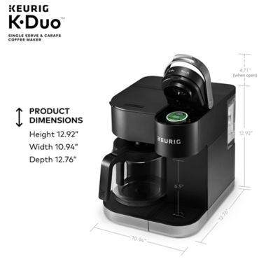 Keurig&reg; K-Duo&reg; Single-Serve & Carafe Coffee Maker in Black. View a larger version of this product image.