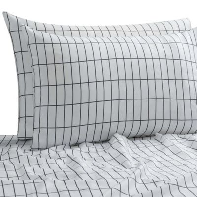 SALT&trade; Elongated Plaid 300-Thread-Count Standard/Queen Pillowcases in White/Multi (Set of 2)