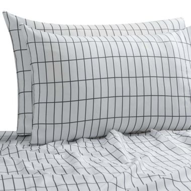 SALT&trade; Elongated Plaid 300-Thread-Count Standard/Queen Pillowcases in White/Multi (Set of 2). View a larger version of this product image.