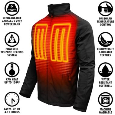 ActionHeat&trade; Men's 5V Battery Heated Jacket in Black. View a larger version of this product image.