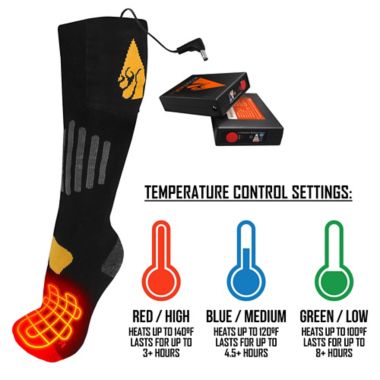 ActionHeat&trade; Unisex 3.7V Rechargeable Battery Heated Socks in Black/Yellow. View a larger version of this product image.