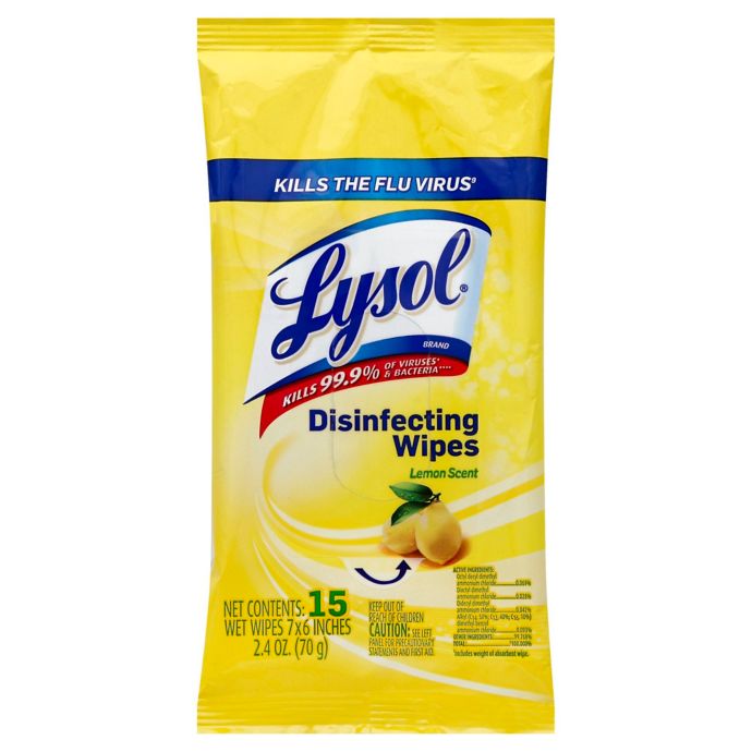Lysol® 15Count Disinfecting WipestoGo Pack in Lemon Scent Bed Bath