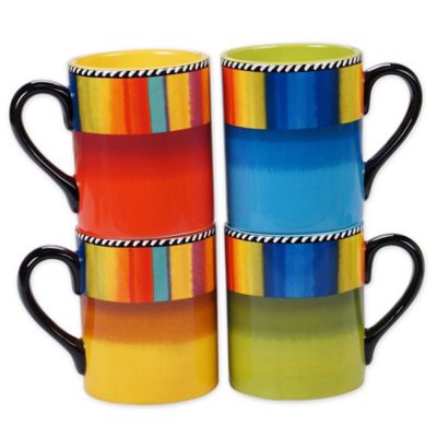 Set of 4 Multicolor Certified International Corp 23887SET4 Coastal Life 18 oz Mugs Assorted Designs 