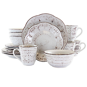 Dinnerware Trellis White 16-Piece Pottery Set for 4 Casual Formal Durable Dishes 
