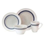 Baum Rustic Stripe 16-Piece Dinnerware Set in White