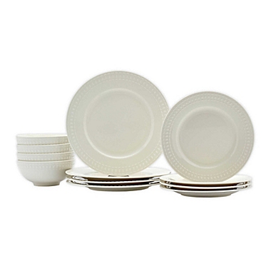 Tabletops Gallery&reg; Bloom 12-Piece Dinnerware Set in Ivory. View a larger version of this product image.