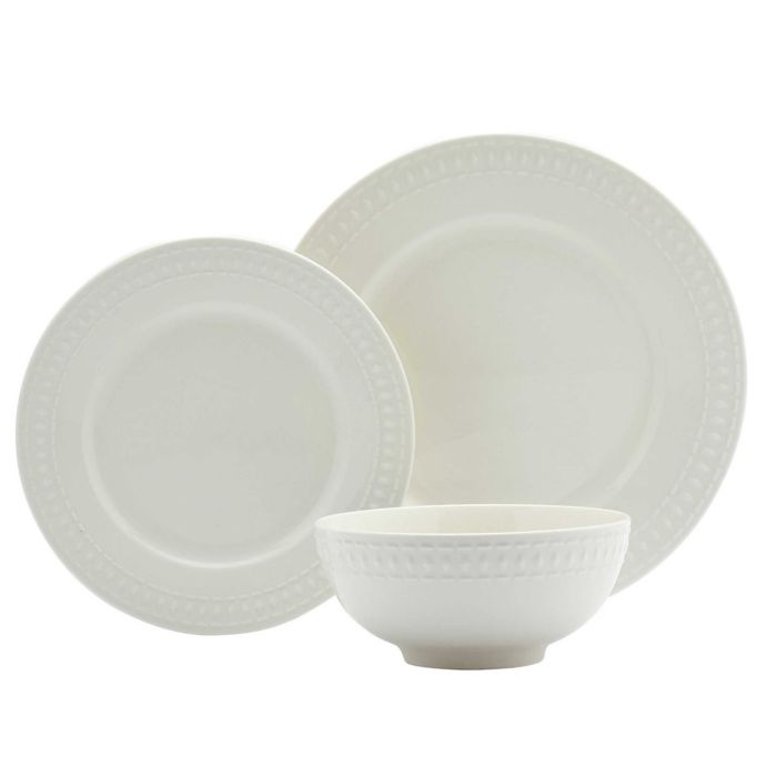 Tabletops Gallery® Bloom 12Piece Dinnerware Set in Ivory Bed Bath