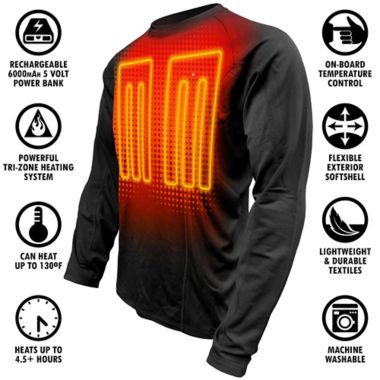 ActionHeat&trade; Men's Small Battery Heated Shirt in Black. View a larger version of this product image.