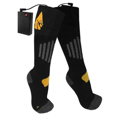 ActionHeat&trade; Unisex Battery Heated Socks in Black/Yellow. View a larger version of this product image.