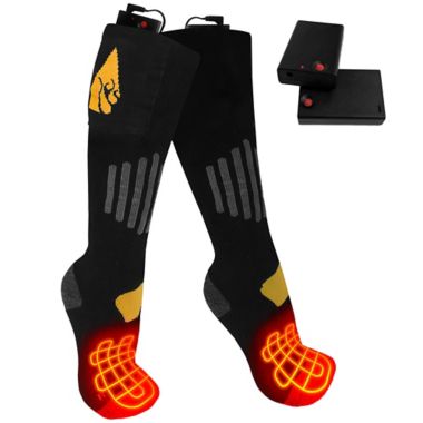ActionHeat&trade; Unisex Battery Heated Socks in Black/Yellow. View a larger version of this product image.