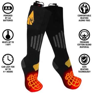 ActionHeat&trade; Unisex Battery Heated Socks in Black/Yellow. View a larger version of this product image.