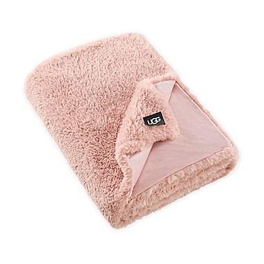 UGG&reg; Aussie Textured Faux Fur Reversible Throw Blanket in LA Sunset. View a larger version of this product image.