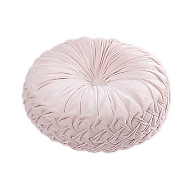 Tracy Porter&reg; Rouched Velvet Round Throw Pillow in Blush. View a larger version of this product image.