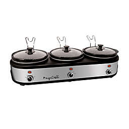 MegaChef Triple 2.5 qt. Slow Cooker and Buffet Server in Silver/Black