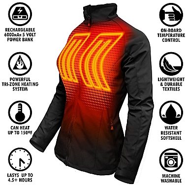 ActionHeat&trade; Women&#39;s 5V Large Battery Heated Jacket in Black. View a larger version of this product image.