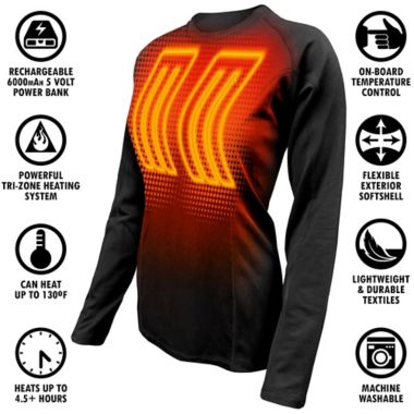 ActionHeat&trade; Women's Battery Heated Shirt in Black. View a larger version of this product image.