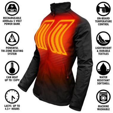 ActionHeat&trade; Women's X-Small Battery Heated Jacket in Black. View a larger version of this product image.