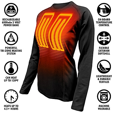 ActionHeat&trade; Women&#39;s X-Small Battery Heated Shirt in Black. View a larger version of this product image.