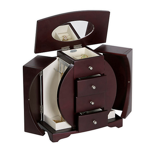 Alternate image 1 for Mele & Co. Oval Cut-Out Upright Jewelry Box - Simone - Mahogany