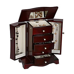 Mele & Co. Bette Wooden Jewelry Box in Mahogany Finish