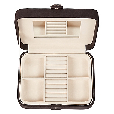 Mele & Co. Giana Plush Fabric Jewelry Box in Black. View a larger version of this product image.