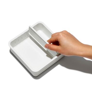 OXO&reg; Good Grips 4-Piece Adjustable Drawer Bin Set in White. View a larger version of this product image.