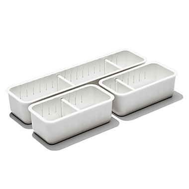 OXO&reg; Good Grips 3-Piece Adjustable Drawer Bin Set in White. View a larger version of this product image.
