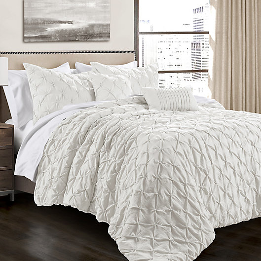 Alternate image 1 for Lush Decor Ravello Pintuck 5-Piece King Comforter Set in White