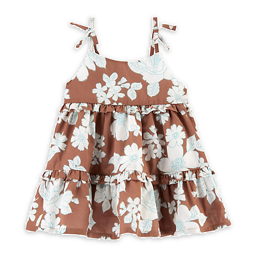 Alternate image 1 for OshKosh B'gosh® Floral Faux Tie Summer Dress in Brown