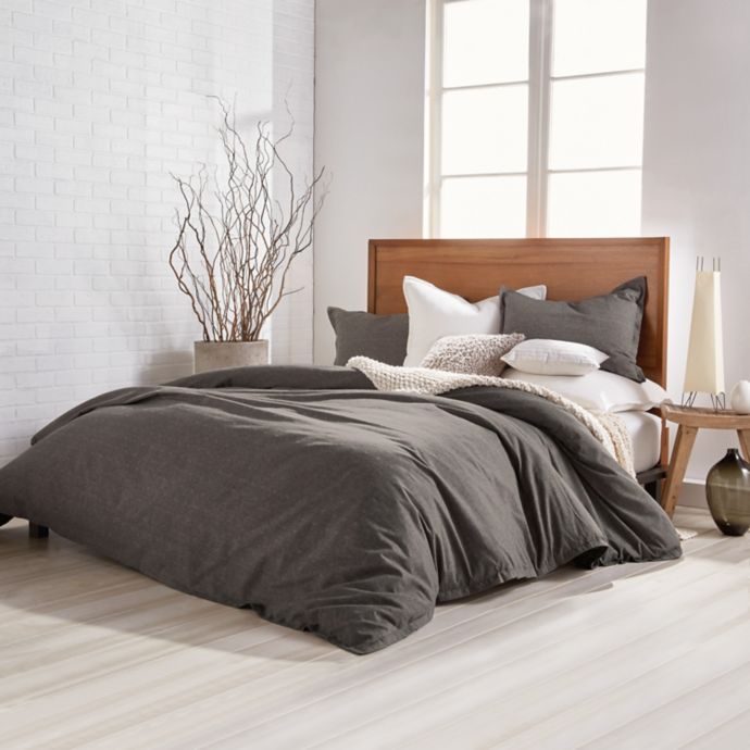 DKNY PURE Flannel Duvet Cover in Charcoal Bed Bath and Beyond Canada