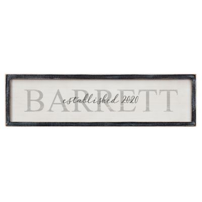 Family Name 30-Inch x 8-Inch Personalized Long Blackwashed Barnwood Frame Wall Art
