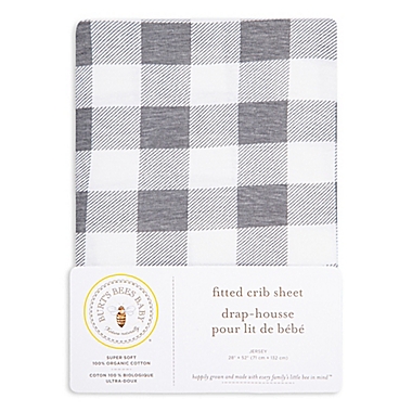 Burt&#39;s Bees Baby&reg; Buffalo Check Organic Cotton Fitted Crib Sheet in Fog. View a larger version of this product image.