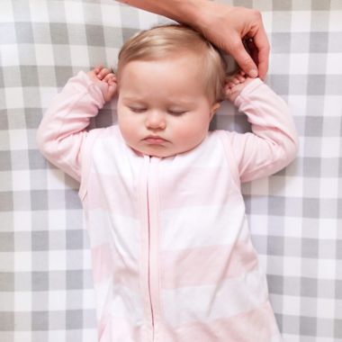 Burt&#39;s Bees Baby&reg; Buffalo Check Organic Cotton Fitted Crib Sheet in Fog. View a larger version of this product image.