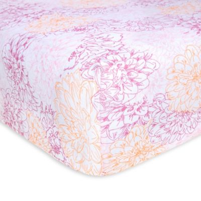 peach floral crib sheet