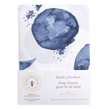 Burt&#39;s Bees Baby&reg; Hello Moon Organic Cotton Fitted Crib Sheet in Indigo. View a larger version of this product image.