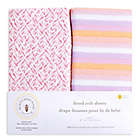 Alternate image 1 for Burt&#39;s Bees Baby&reg; Sunset Stripe Organic Cotton Fitted Crib Sheets in Blossom (Set of 2)