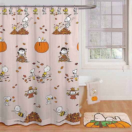 Shower Curtain In Tan With Hooks, Harvest Shower Curtain Liner