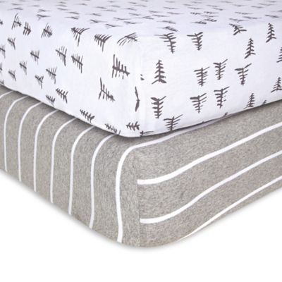 Burt&#39;s Bees Baby&reg; Pine Forest Organic Cotton Fitted Crib Sheets in Heather Grey (Set of 2)