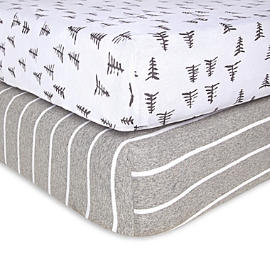 Burt&#39;s Bees Baby&reg; Pine Forest Organic Cotton Fitted Crib Sheets in Heather Grey (Set of 2). View a larger version of this product image.