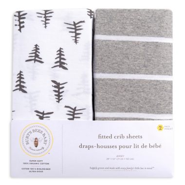 Burt&#39;s Bees Baby&reg; Pine Forest Organic Cotton Fitted Crib Sheets in Heather Grey (Set of 2). View a larger version of this product image.