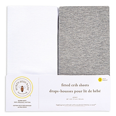 Burt&#39;s Bees Baby&reg; 2-Pack Organic Cotton Crib Sheet in Grey &amp; White. View a larger version of this product image.