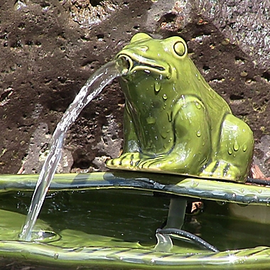 Sunnydaze Decor Ceramic Solar Frog Outdoor Water Fountain in Green with Pump. View a larger version of this product image.