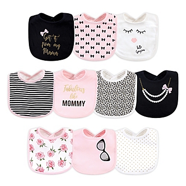 Little Treasure&reg; 10-Pack Drooler Bibs in Pink/Black. View a larger version of this product image.