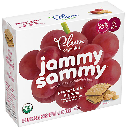 Alternate image 1 for Plum Organics™ Kids Jammy Sammy 5-Pack  Peanut Butter & Grape Sandwich Bar