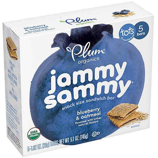 Alternate image 1 for Plum Organics™ Kids Jammy Sammy 5-Pack Blueberries & Oatmeal Sandwich Bar
